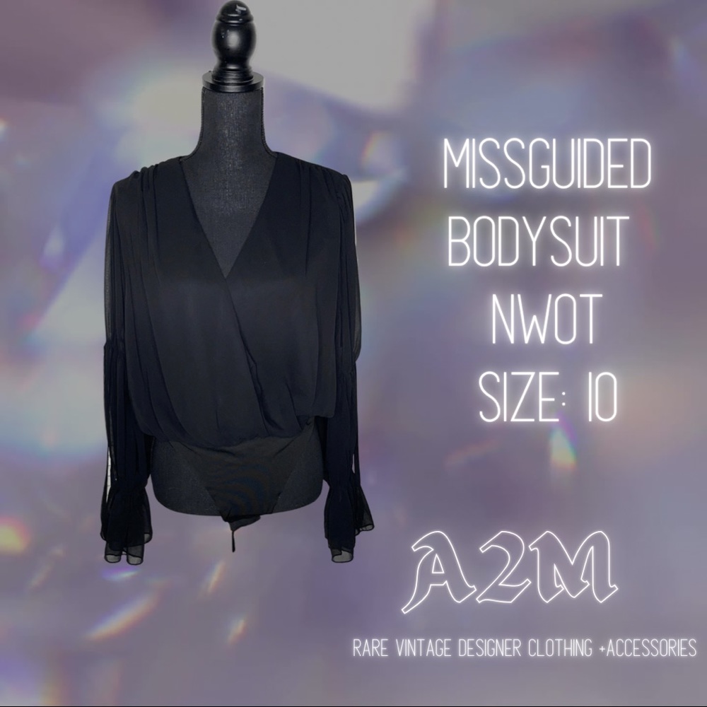 MissGuided Ruffle Sleeve Bodysuit Size 10 NWOT